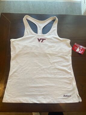 Colosseum White Racerback Tank with Virginia Tech Logo